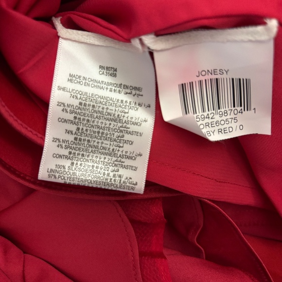 BCBGMaxAzria "Jonesy" One Shoulder Ruffled Mini Dress - Ruby Red Size 0 - Picture 15 of 16